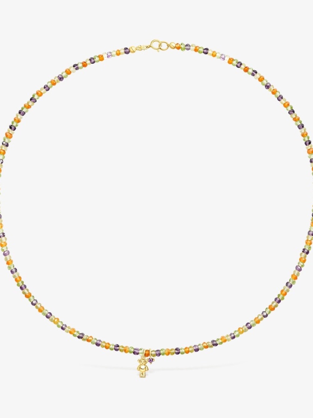 Tous Gold Multicolor Seed Bead Necklace with Tiny Bear Charm